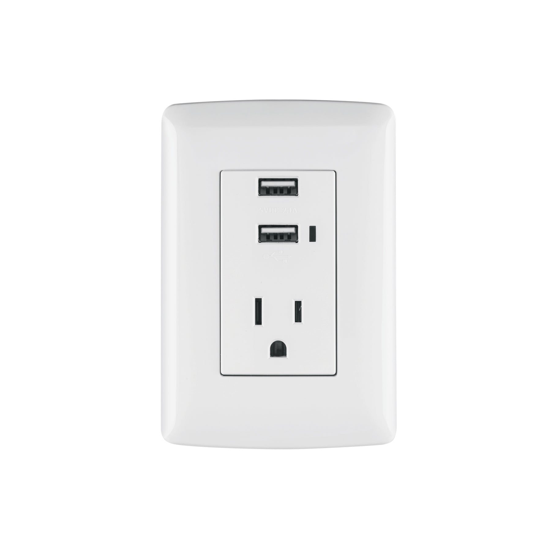 Contacto aterrizado + 2 puertos USB, blanco, línea Italiana | COUSB-IB | 48065