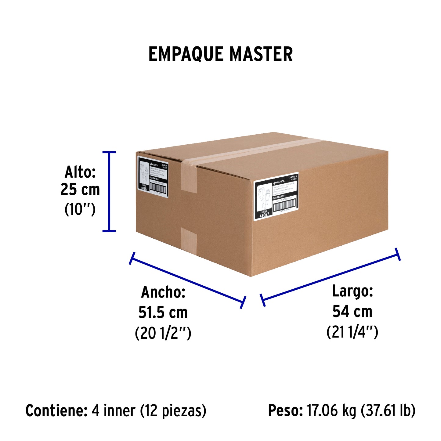 Extensión reforzada aterrizada 8 m 3x14 AWG, Volteck | ERA-8X14 | 48067
