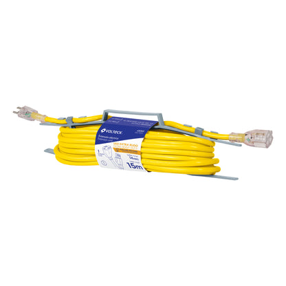 Extensión reforzada aterrizada 15 m 3x14 AWG, Volteck | ERA-15X14 | 48068