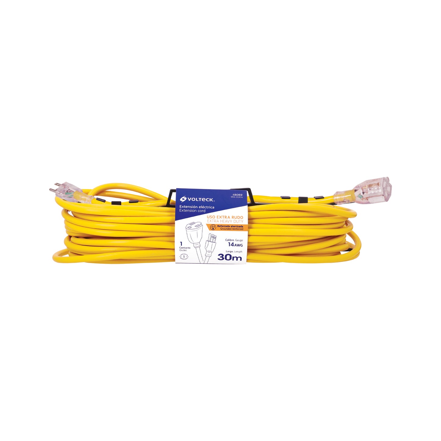 Extensión reforzada aterrizada 30 m 3x14 AWG, Volteck | ERA-30X14 | 48069