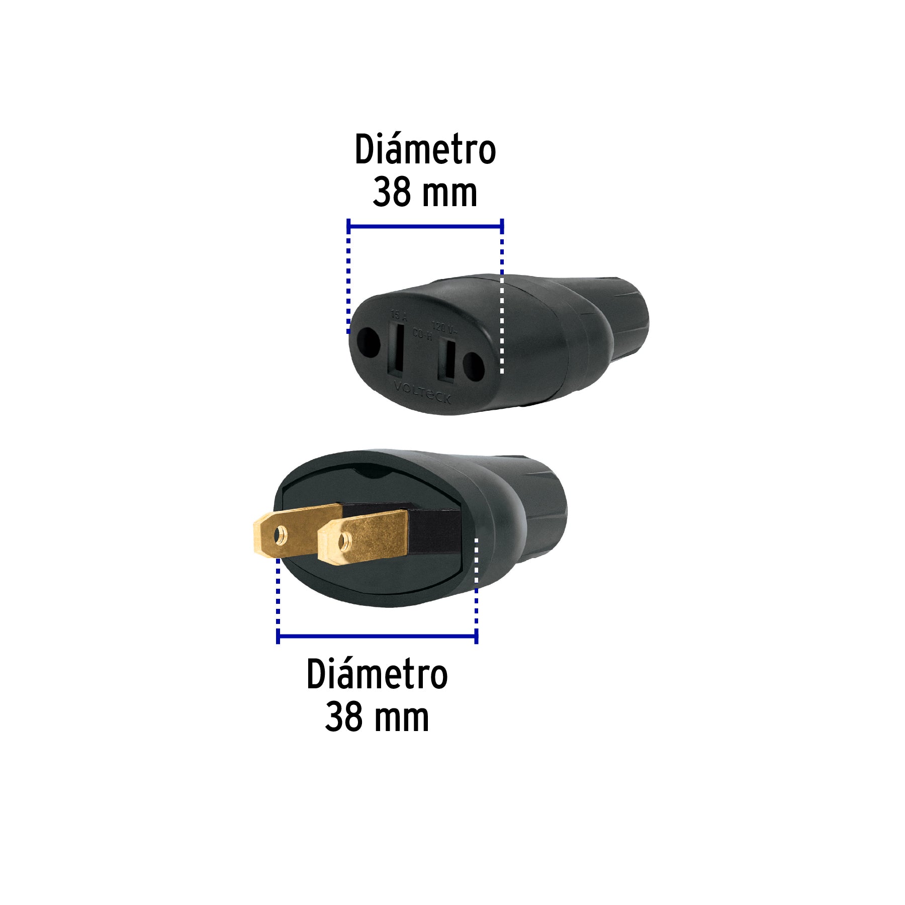 Clavija y contacto de hule, bolsa con 2 pzas, Volteck | CL-COH | 48074