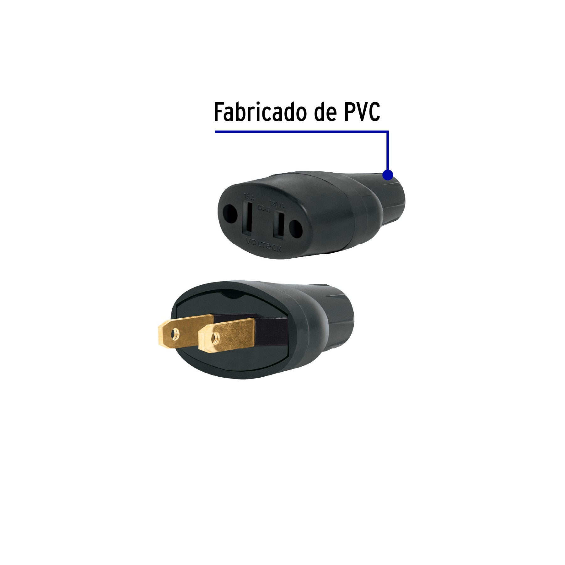 Clavija y contacto de hule, bolsa con 2 pzas, Volteck | CL-COH | 48074