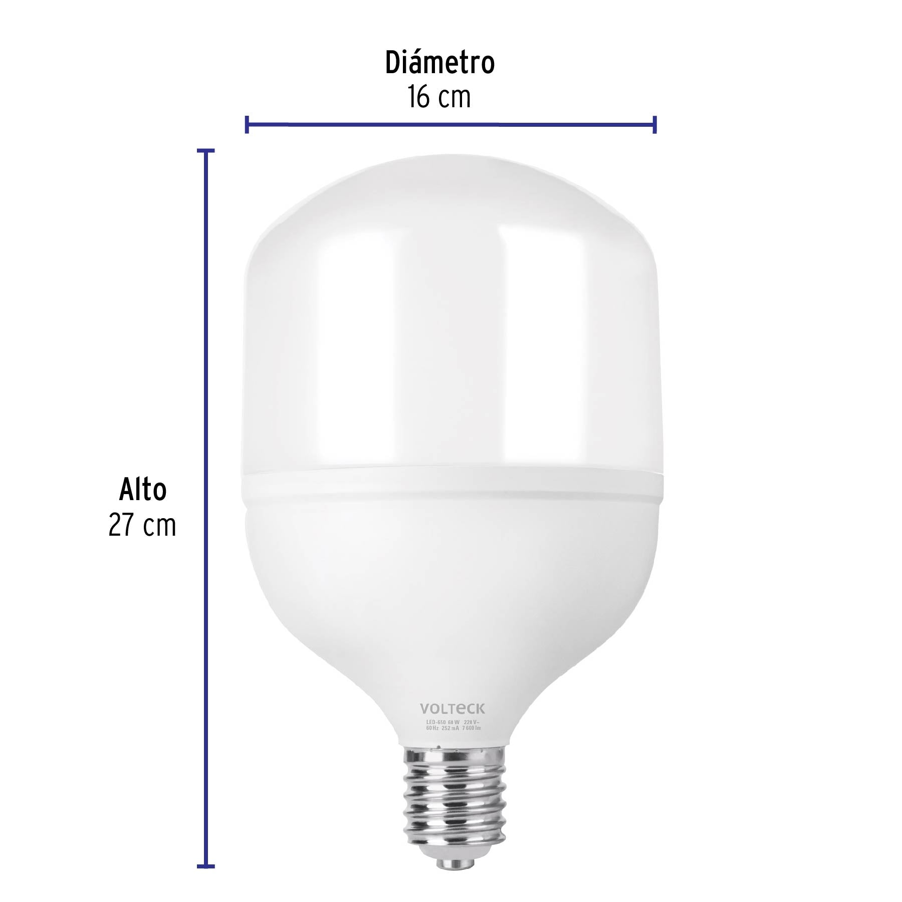 Lámpara LED alta potencia 60 W (equiv. 650 W), luz de día | LED-650 | 48078