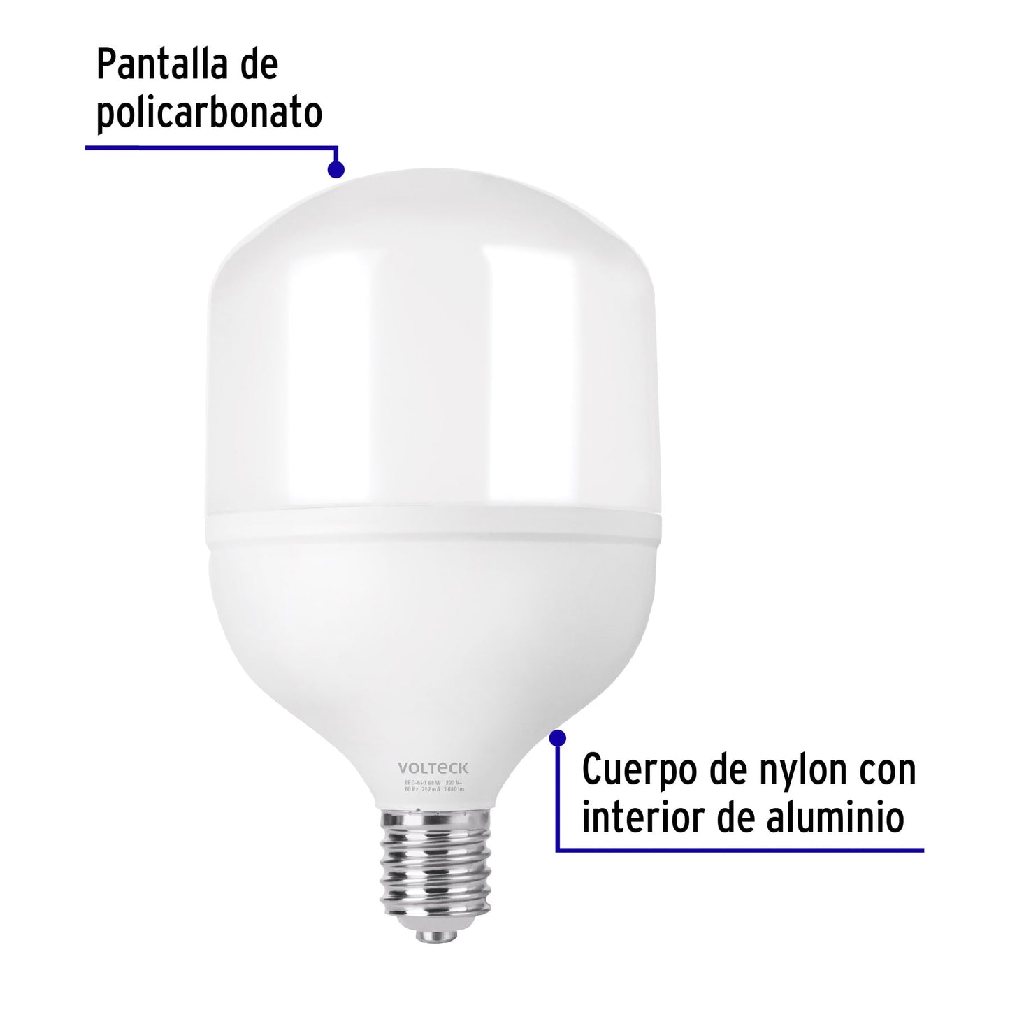Lámpara LED alta potencia 60 W (equiv. 650 W), luz de día | LED-650 | 48078