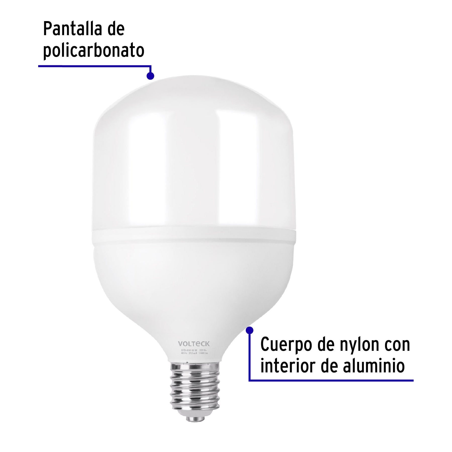 Lámpara LED alta potencia 60 W (equiv. 650 W), luz de día | LED-650 | 48078