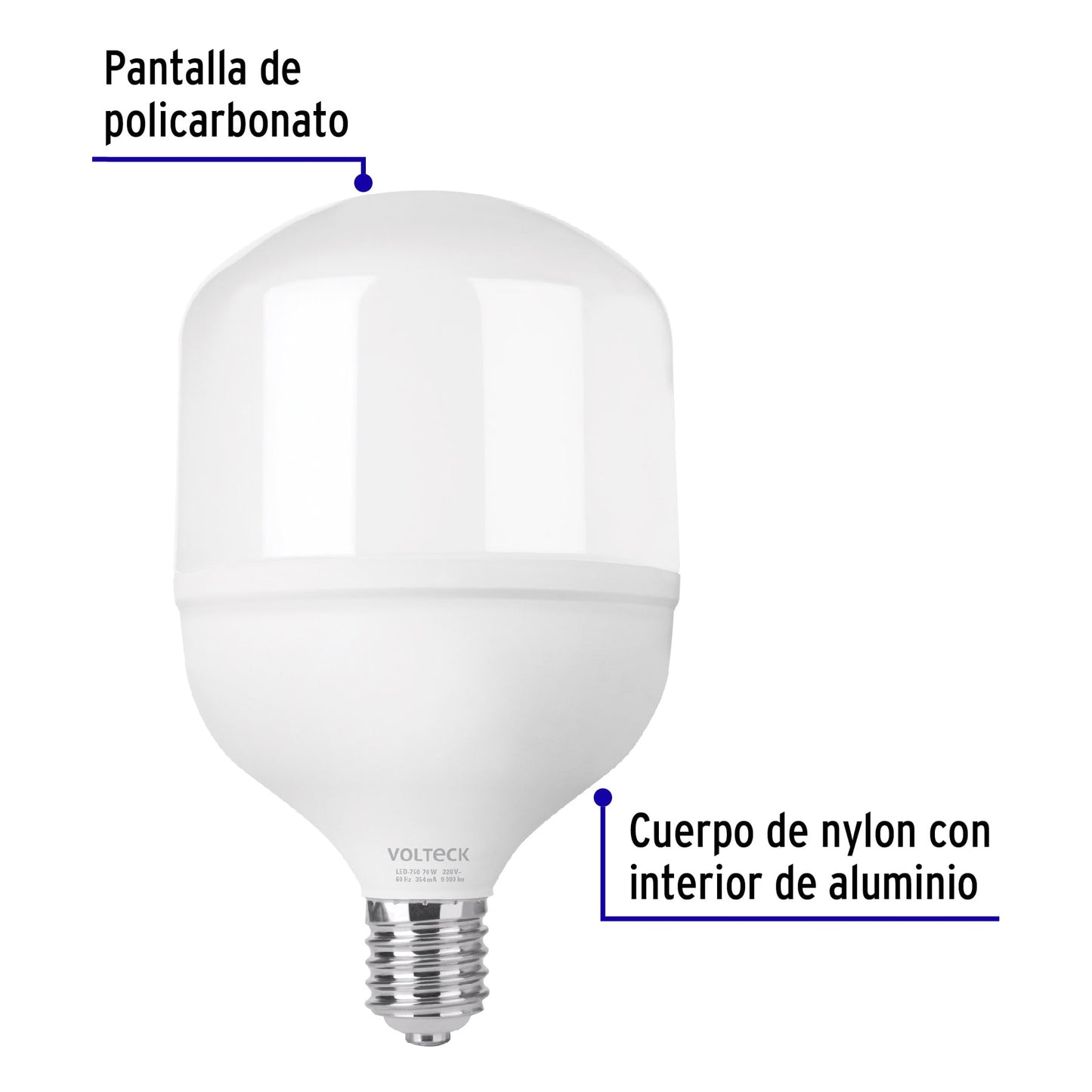 Lámpara LED alta potencia 70 W (equiv. 750 W), luz de día | LED-750 | 48079