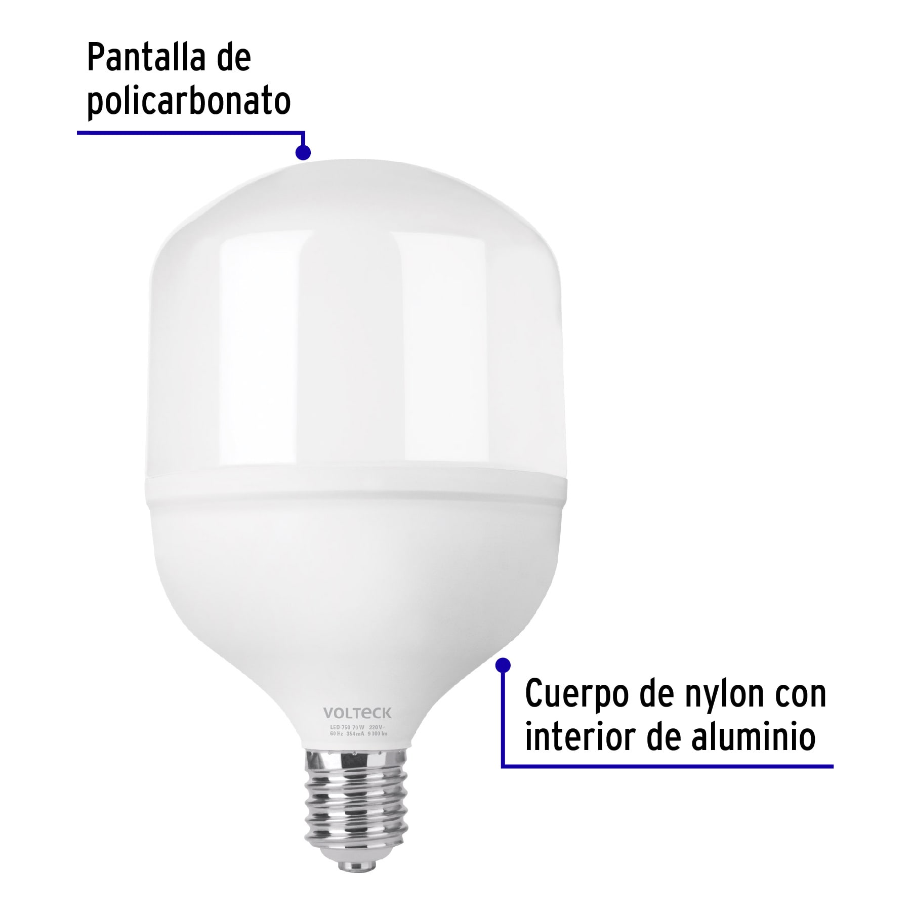 Lámpara LED alta potencia 70 W (equiv. 750 W), luz de día | LED-750 | 48079