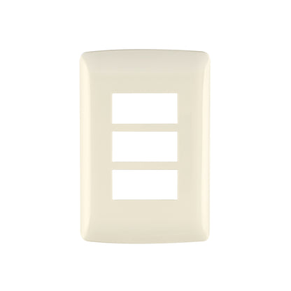 Placa 3 módulos de ABS, línea Italiana, color marfil | PPTR-I | 48090