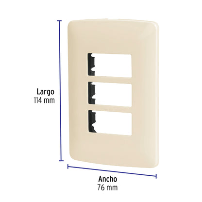 Placa 3 módulos de ABS, línea Italiana, color marfil | PPTR-I | 48090