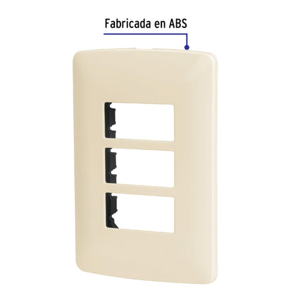 Placa 3 módulos de ABS, línea Italiana, color marfil | PPTR-I | 48090