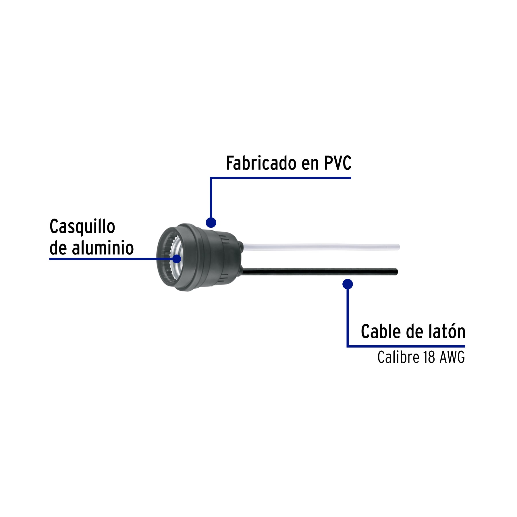 Portalámpara de PVC para intemperie, a granel, Volteck | POIN-10G | 48093