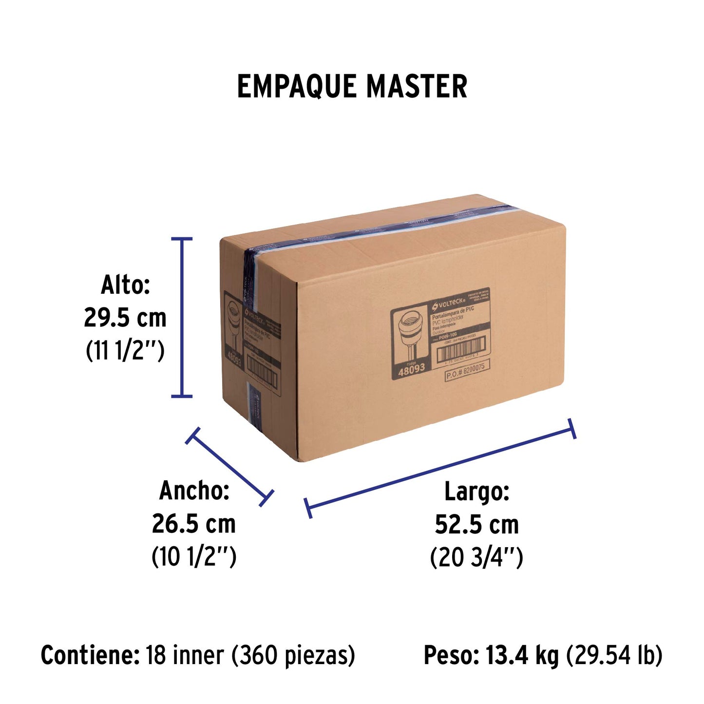 Portalámpara de PVC para intemperie, a granel, Volteck | POIN-10G | 48093