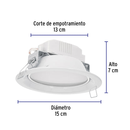 Luminario LED empotrable 6 W 3000 K, redondo, VOLTECK | EMP-101LC | 48095