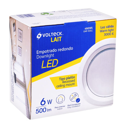 Luminario LED empotrable 6 W 3000 K, redondo, VOLTECK | EMP-101LC | 48095