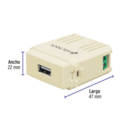 Módulo puerto USB, línea Italiana, color marfil, Volteck | CUSB-I | 48108