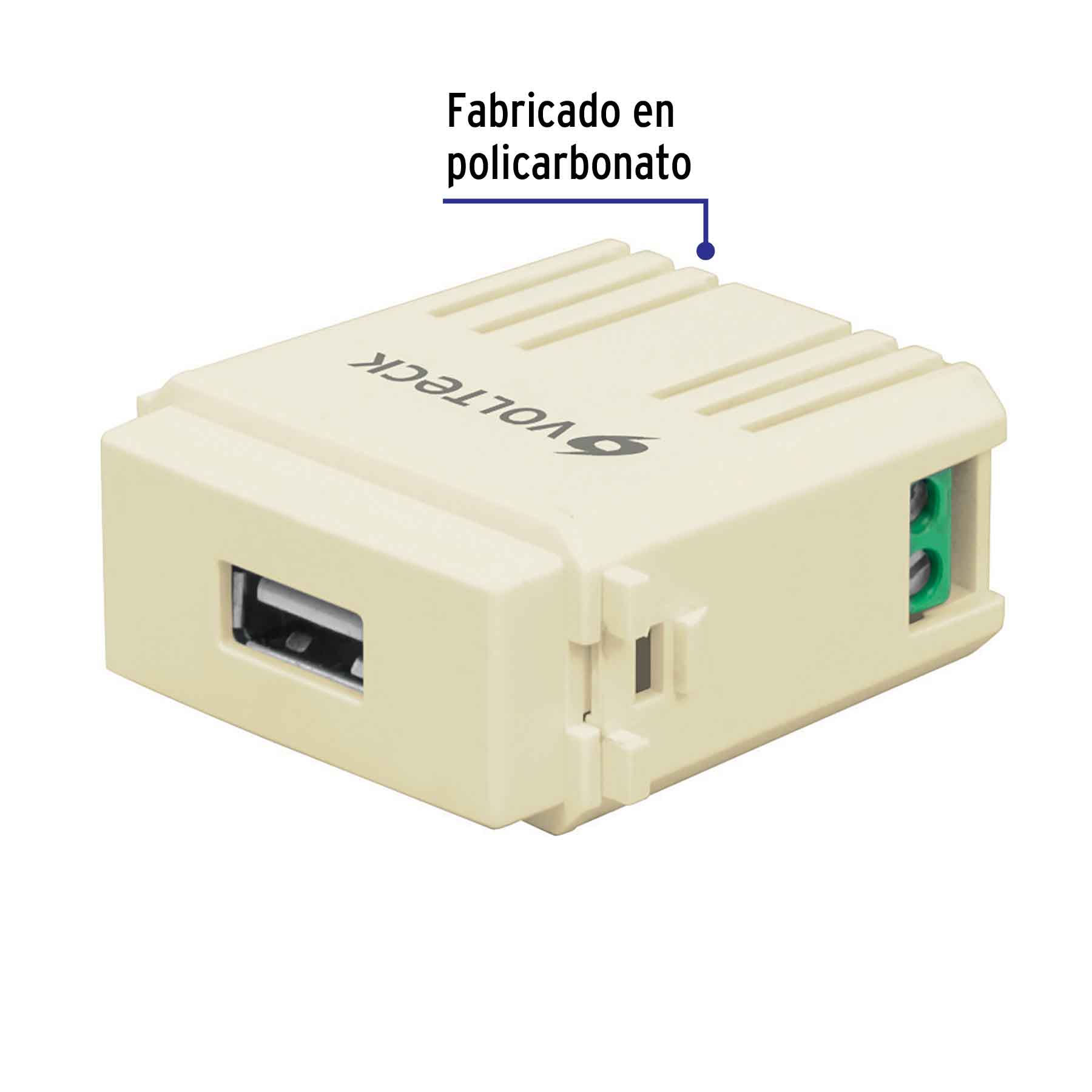 Módulo puerto USB, línea Italiana, color marfil, Volteck | CUSB-I | 48108