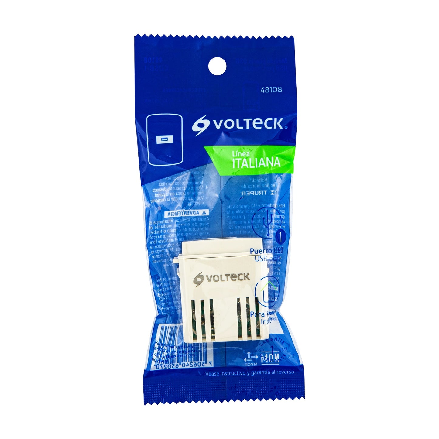 Módulo puerto USB, línea Italiana, color marfil, Volteck | CUSB-I | 48108