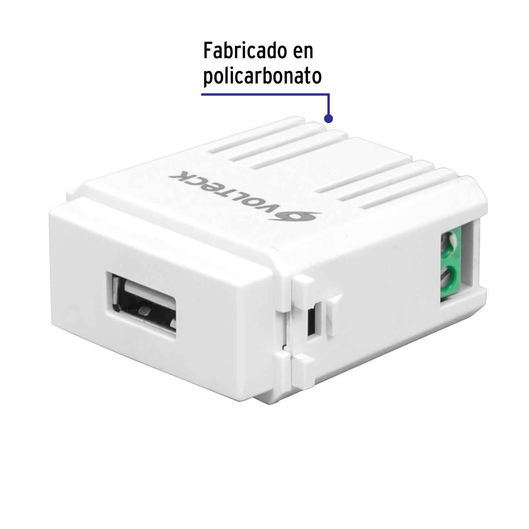 Módulo puerto USB, línea Italiana, color blanco, Volteck | CUSB-IB | 48109