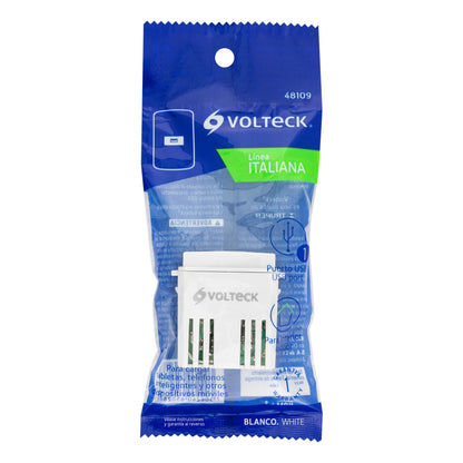 Módulo puerto USB, línea Italiana, color blanco, Volteck | CUSB-IB | 48109