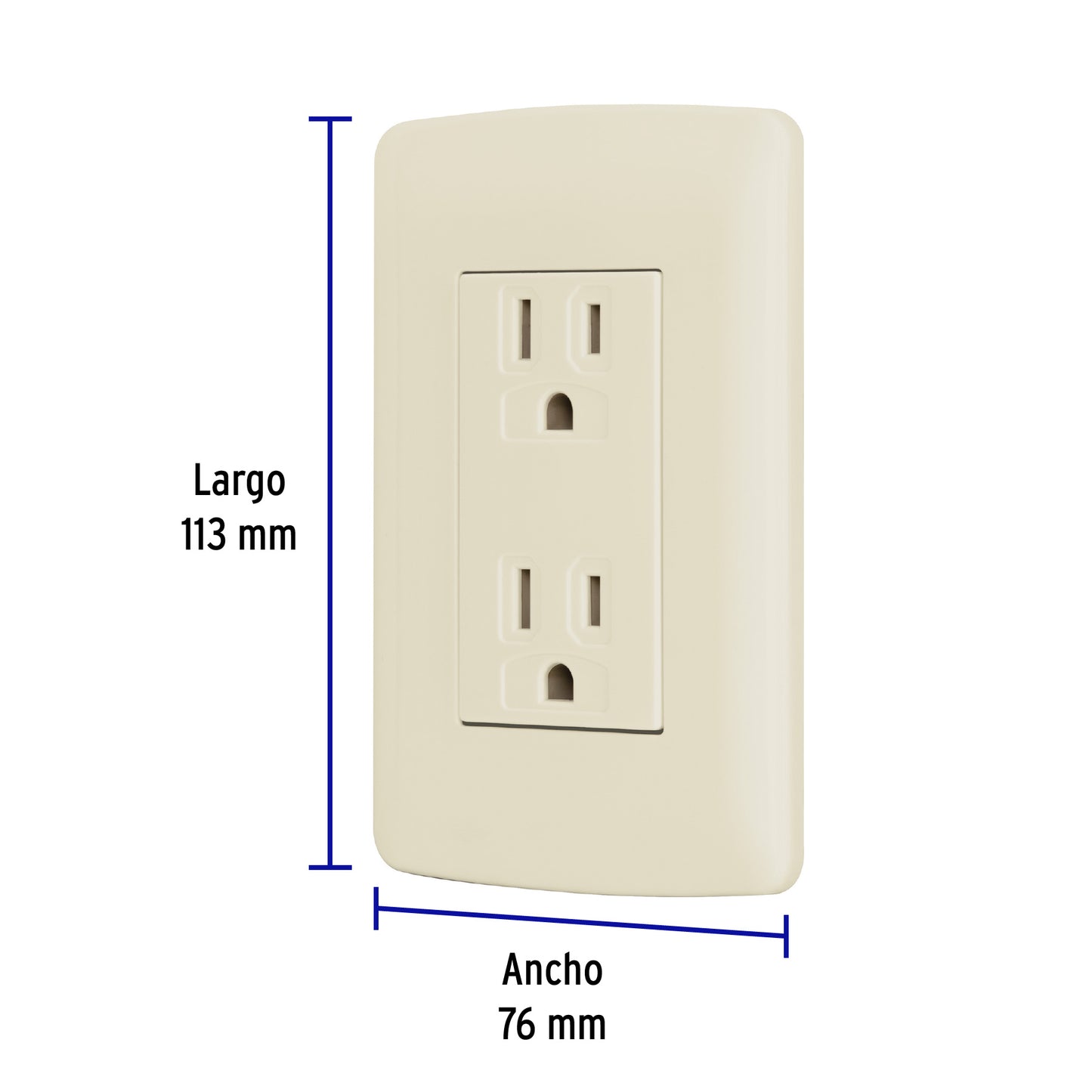 Contacto dúplex aterrizado, color marfil, línea Italiana | CODO-I | 48110