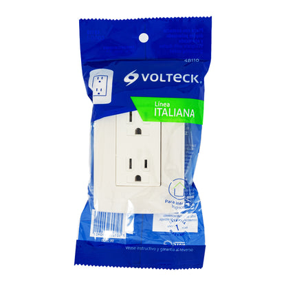 Contacto dúplex aterrizado, color marfil, línea Italiana | CODO-I | 48110