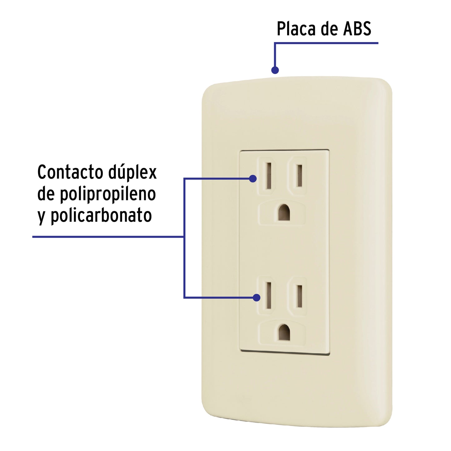 Contacto dúplex aterrizado, color marfil, línea Italiana | CODO-I | 48110