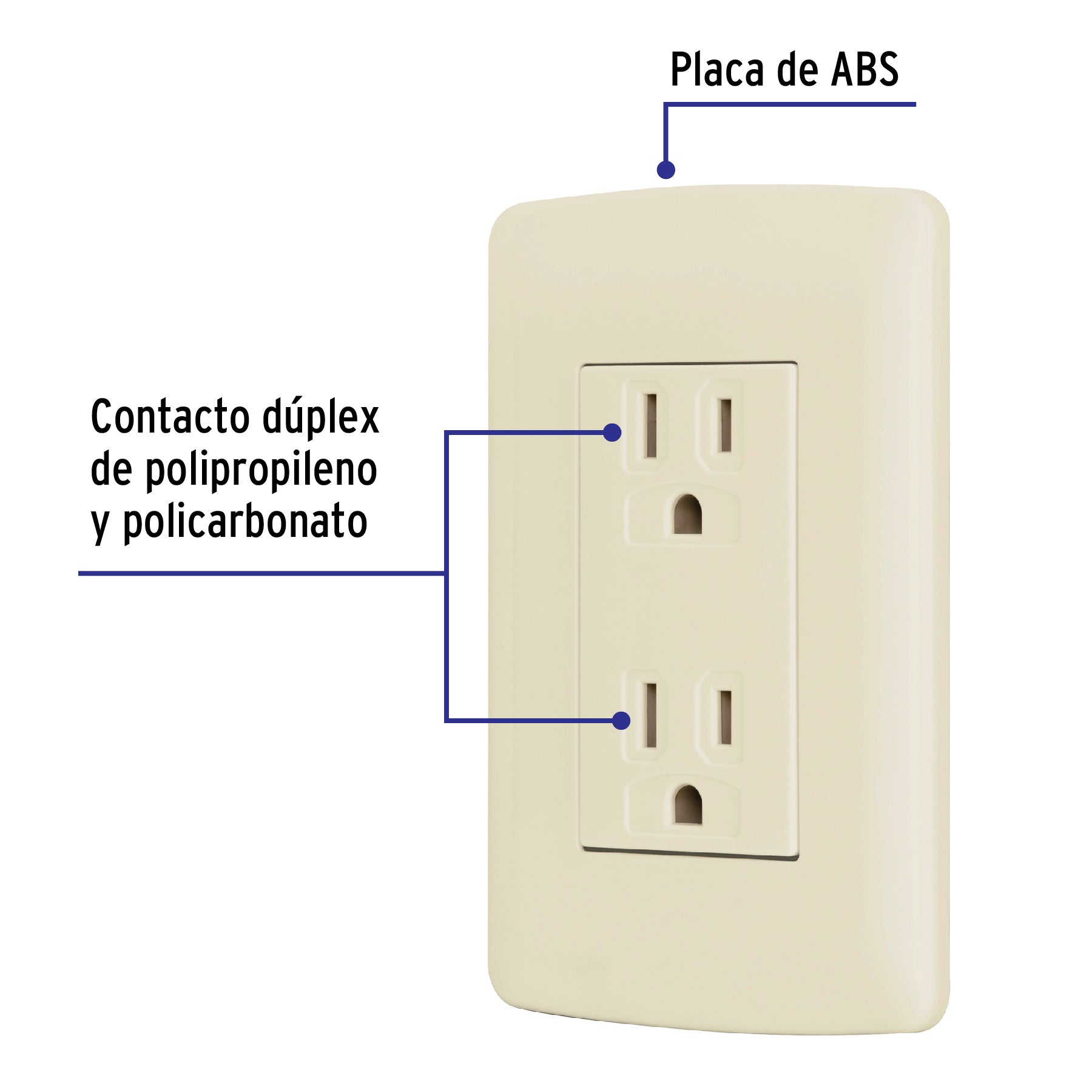 Contacto dúplex aterrizado, color marfil, línea Italiana | CODO-I | 48110