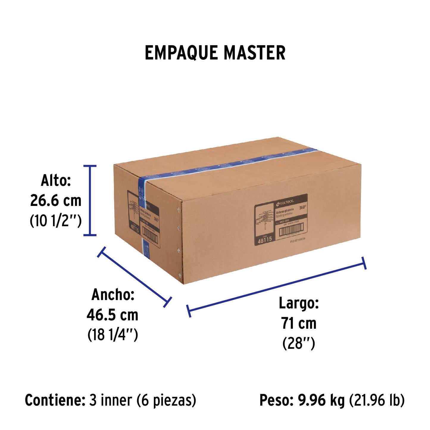 Antena aérea para TV HD, giratoria 360° con control, Volteck | ANGI-360 | 48115