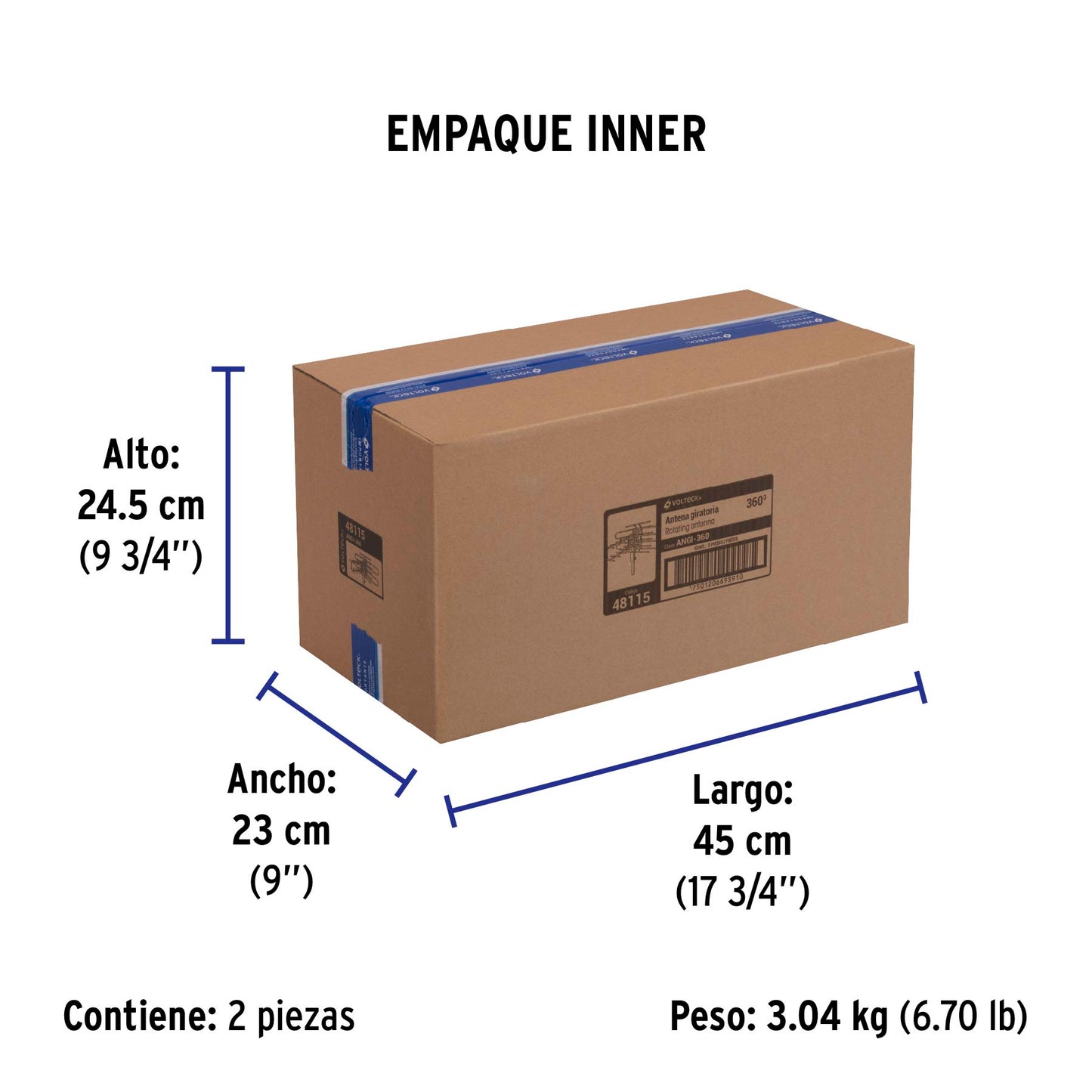 Antena aérea para TV HD, giratoria 360° con control, Volteck | ANGI-360 | 48115