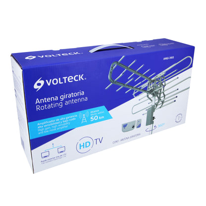 Antena aérea para TV HD, giratoria 360° con control, Volteck | ANGI-360 | 48115