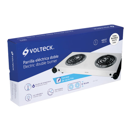 Parrilla eléctrica 2 quemadores en espiral, blanca, VOLTECK | PAEL-2C | 48127