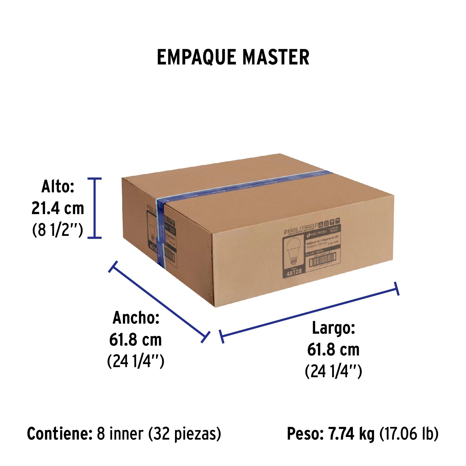 Pack de 4 lámparas LED A19 14 W (equiv. 100 W), luz de día | LED-100FX4 | 48128
