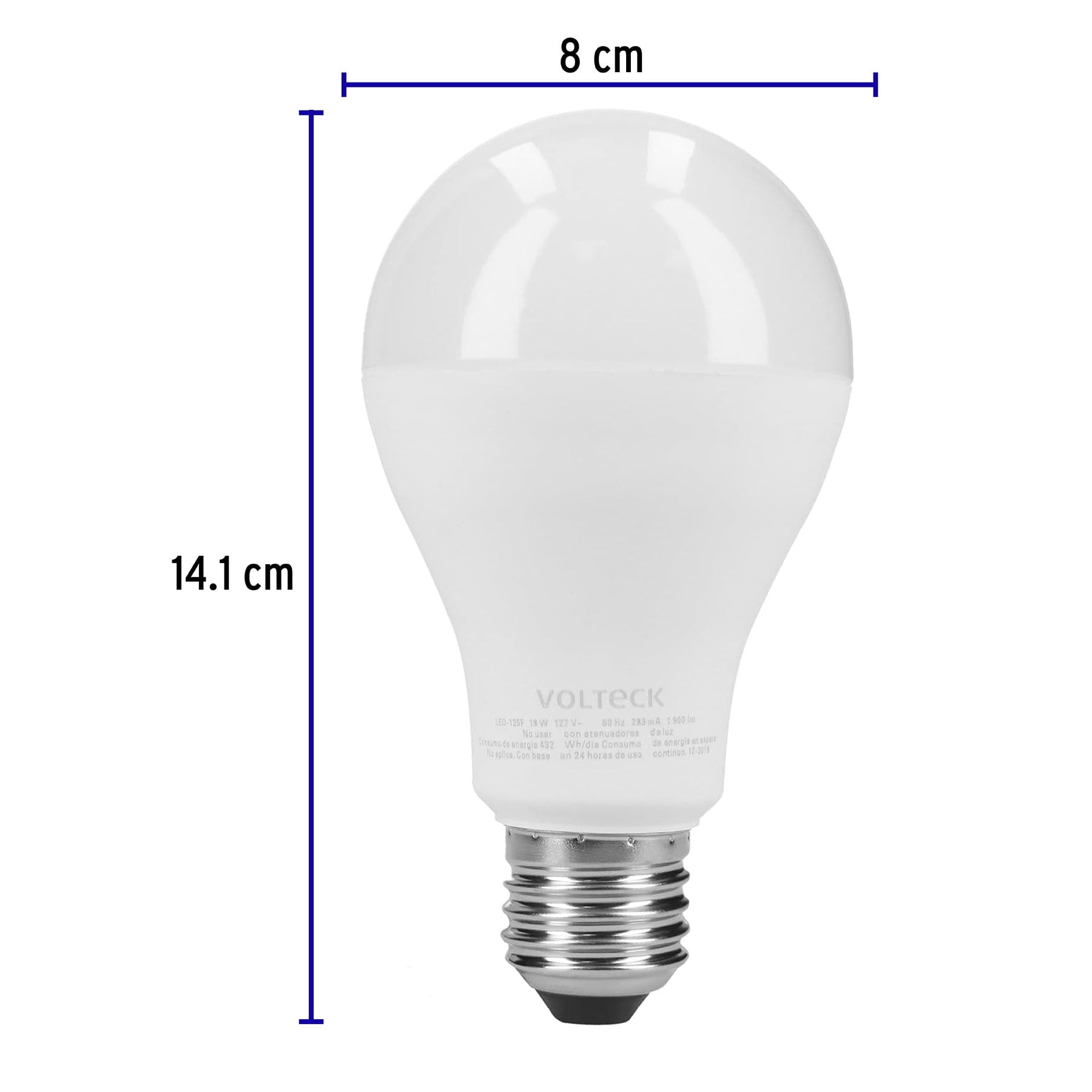 Pack de 4 lámparas LED A19 18 W (equiv. 125 W), luz de día | LED-125FX4 | 48129