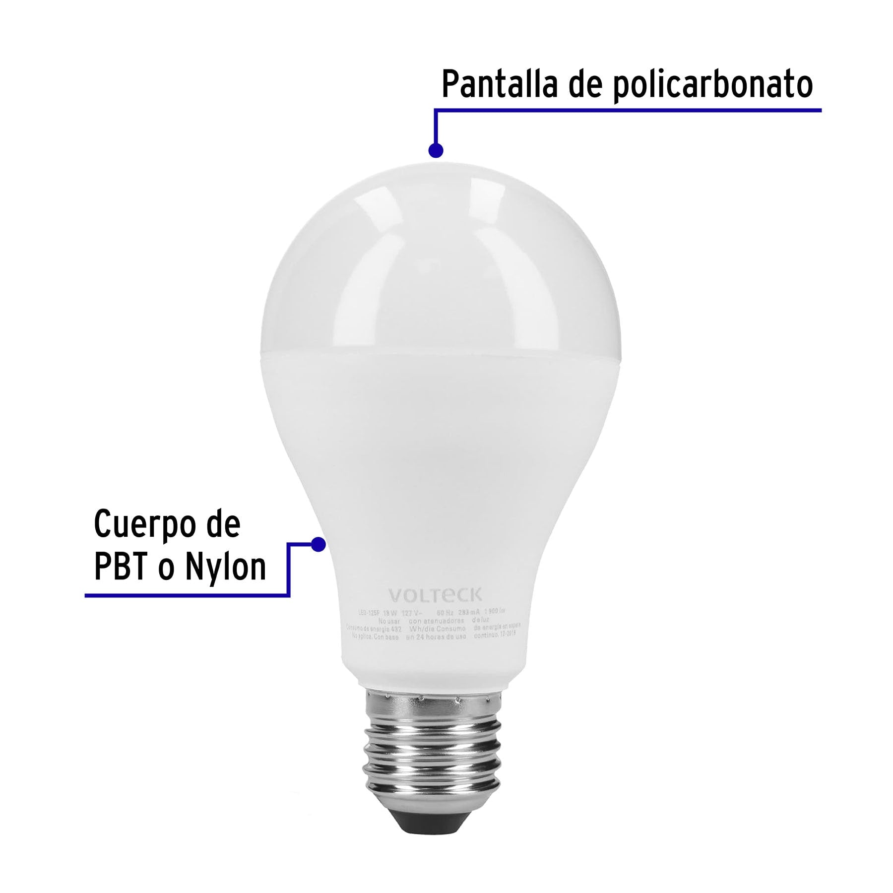 Pack de 4 lámparas LED A19 18 W (equiv. 125 W), luz de día | LED-125FX4 | 48129