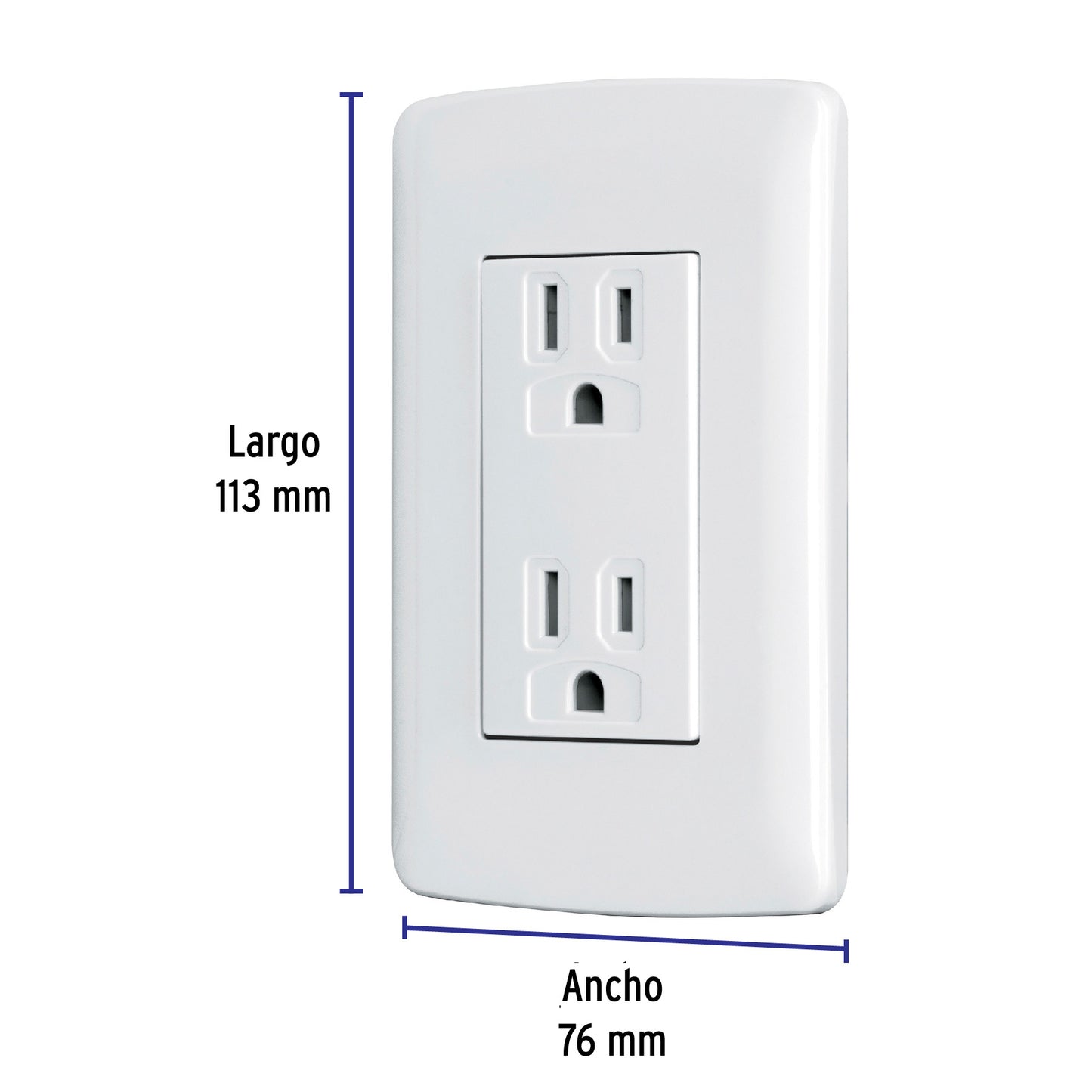 Contacto dúplex aterrizado, color blanco, línea Italiana | CODO-IB | 48130