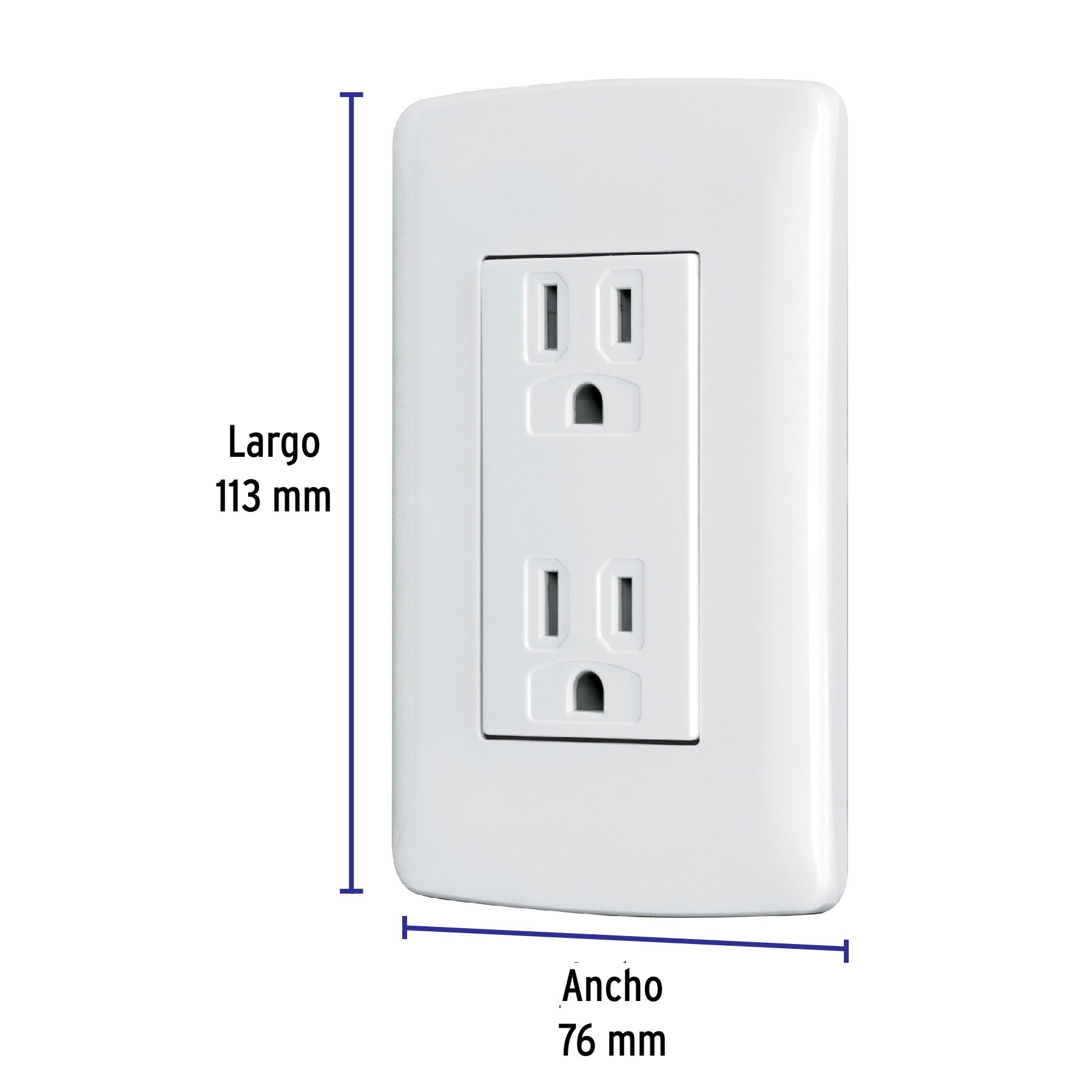 Contacto dúplex aterrizado, color blanco, línea Italiana | CODO-IB | 48130