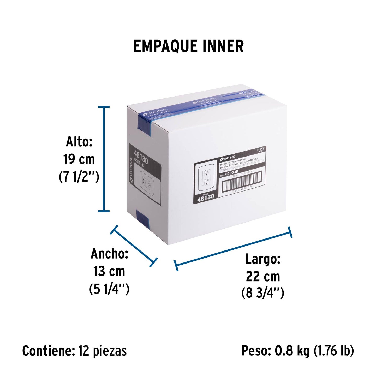 Contacto dúplex aterrizado, color blanco, línea Italiana | CODO-IB | 48130