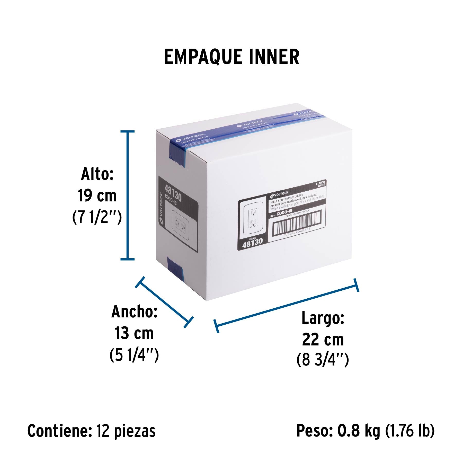 Contacto dúplex aterrizado, color blanco, línea Italiana | CODO-IB | 48130