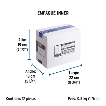 Contacto dúplex aterrizado, color blanco, línea Italiana | CODO-IB | 48130