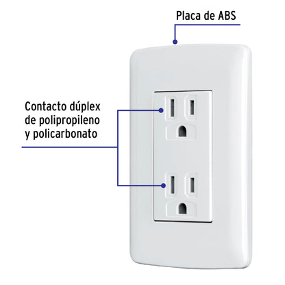 Contacto dúplex aterrizado, color blanco, línea Italiana | CODO-IB | 48130