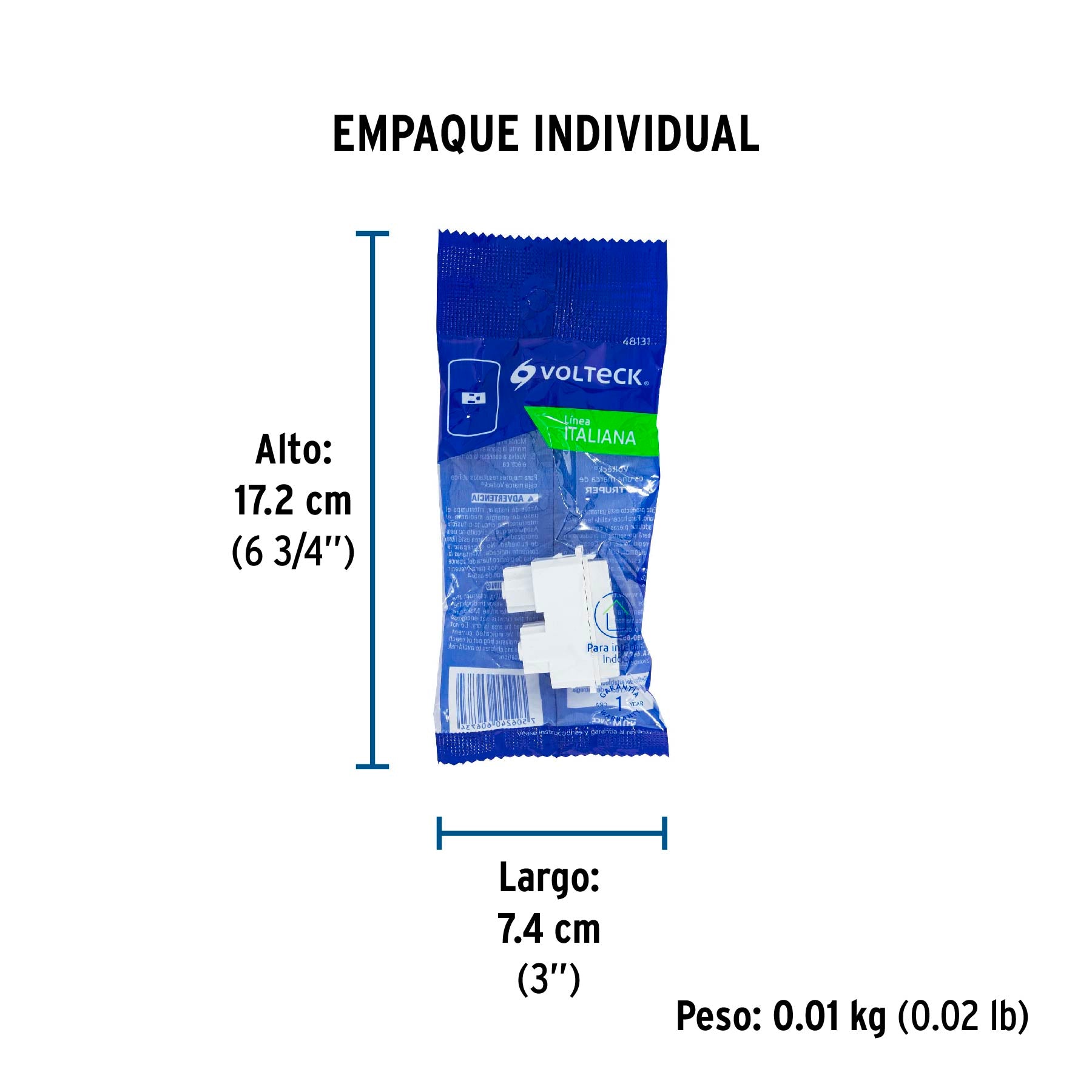 Contacto sencillo, 2 polos + tierra, línea Italiana, blanco | COA-IB | 48131