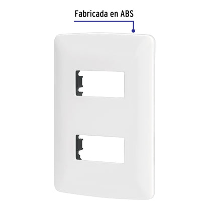 Placa 2 módulos de ABS, línea Italiana, color blanco | PPDO-IB | 48133