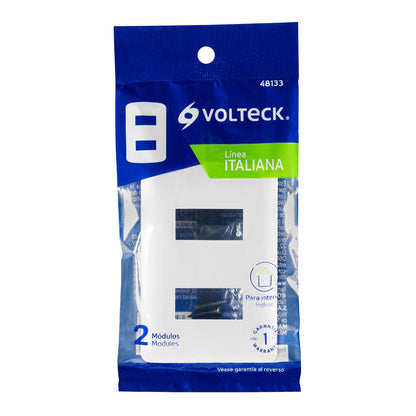 Placa 2 módulos de ABS, línea Italiana, color blanco | PPDO-IB | 48133