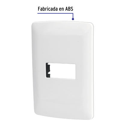 Placa 1 módulo de ABS, línea Italiana, color blanco, Volteck | PPSE-IB | 48134