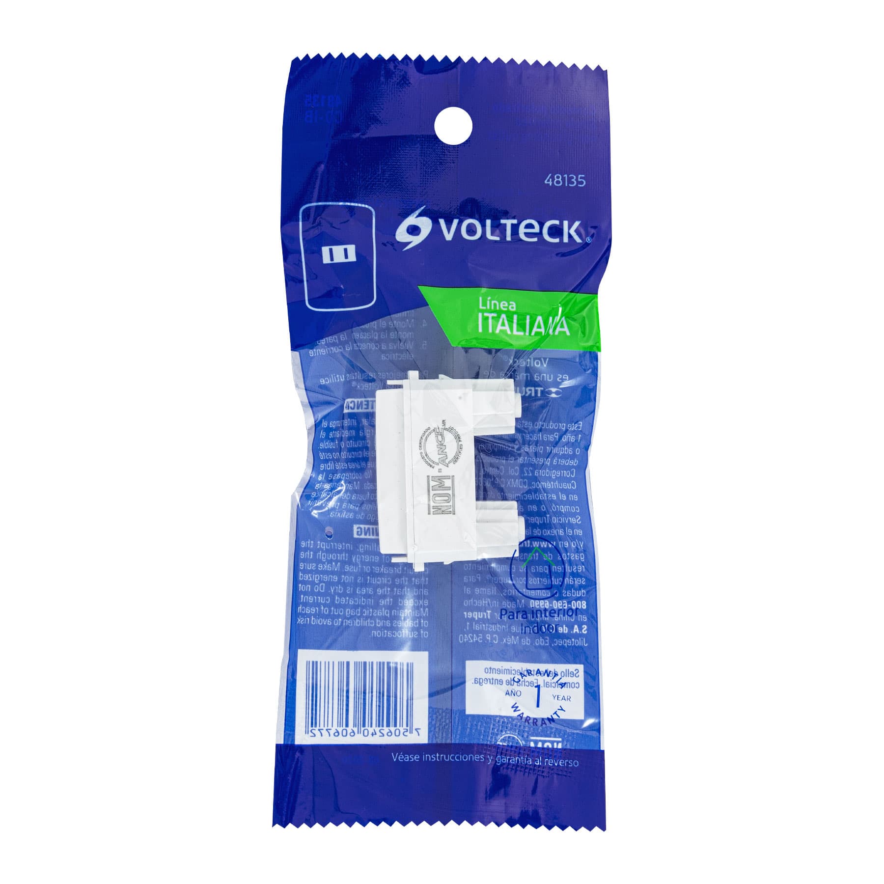 Contacto sencillo, 2polos, sin tierra, línea Italiana,blanco | CO-IB | 48135