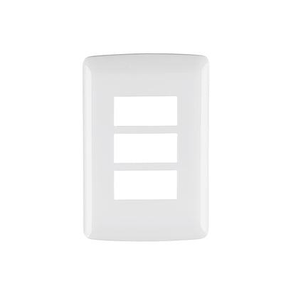Placa 3 módulos de ABS, línea Italiana, color blanco | PPTR-IB | 48136