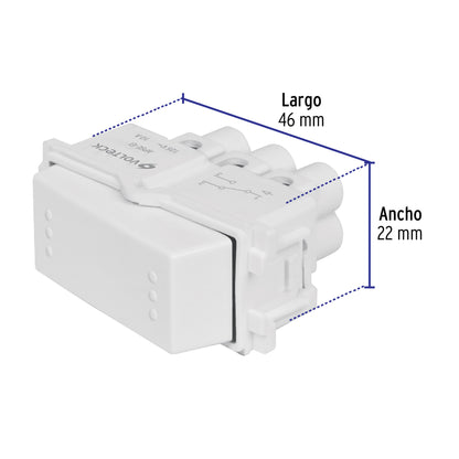 Interruptor de 3 vías, línea Italiana, color blanco, Volteck | APSE-EIB | 48137