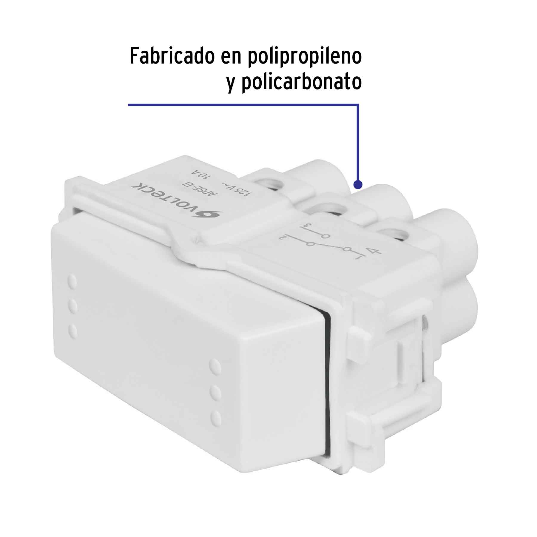 Interruptor de 3 vías, línea Italiana, color blanco, Volteck | APSE-EIB | 48137