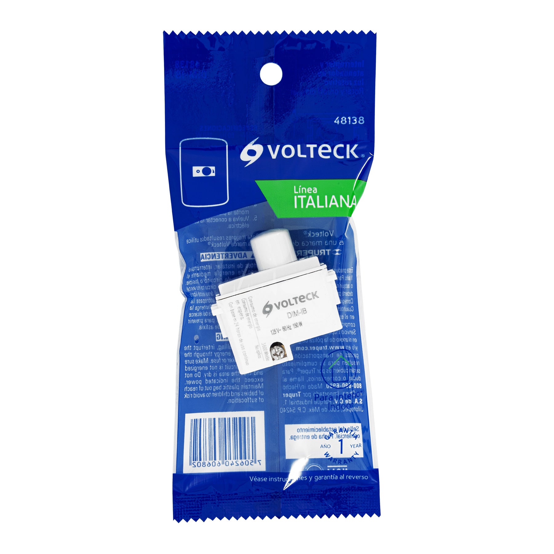 Dimmer giratorio, línea Italiana, color blanco, Volteck | DIM-IB | 48138