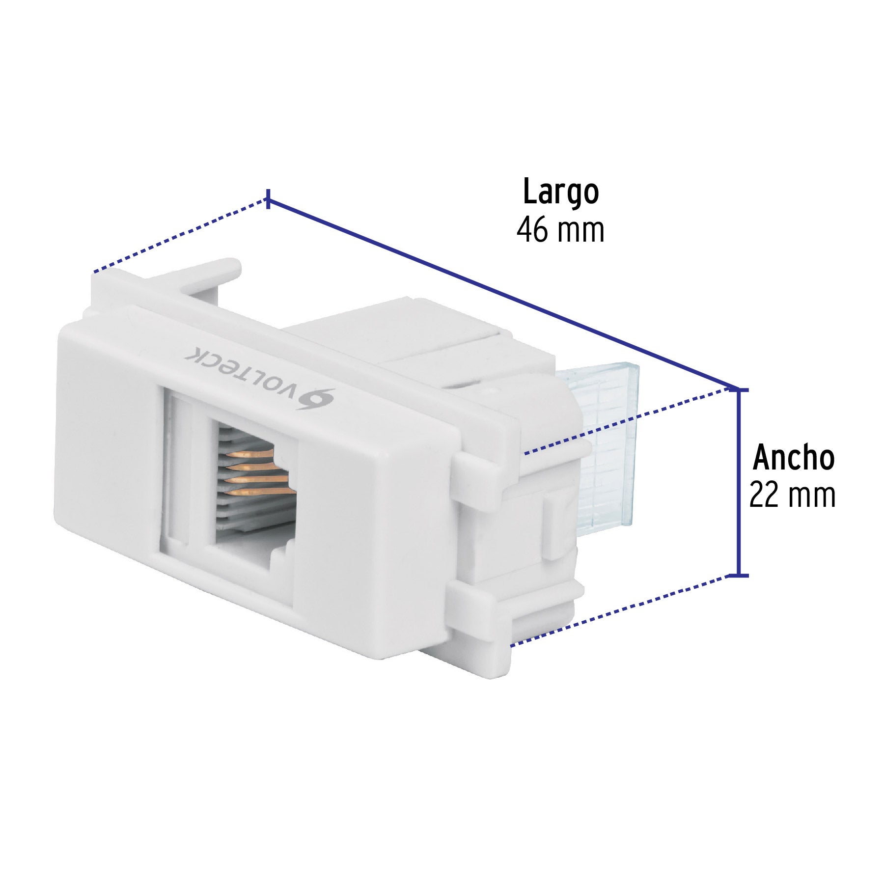 Toma de teléfono, línea Italiana, color blanco, Volteck | TE-IB | 48140